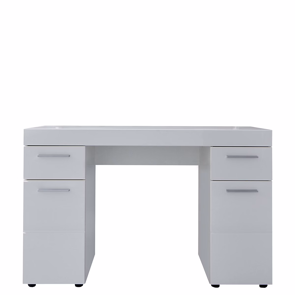 AMANDA – Bureau mélaminé coloris blanc avec 2 tiroirs et deux placards. L, H, P : 120/76 / 41 cm.