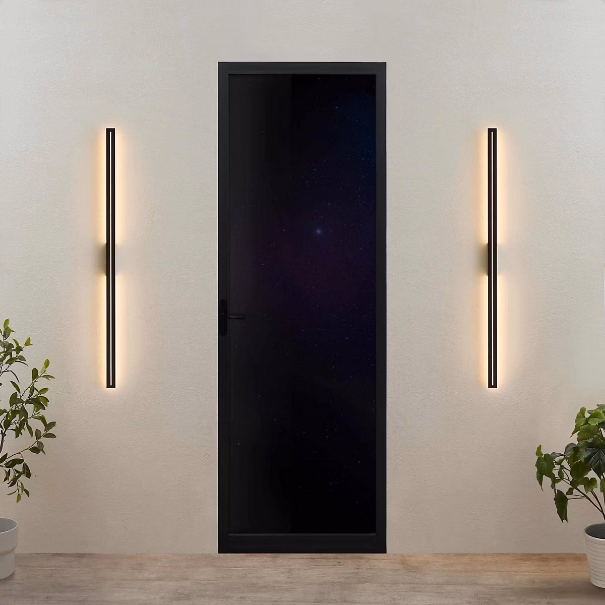 Applique noire long rectangle LED indirect 150 cm IP54 – Noméris