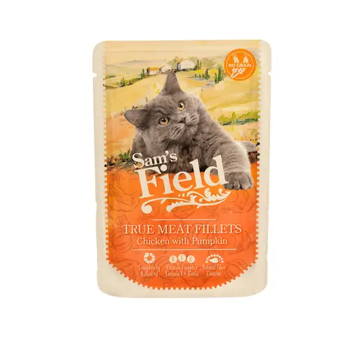 Pâtée pour chat en sachet au poulet et à la citrouille Sam's Field - 85 g