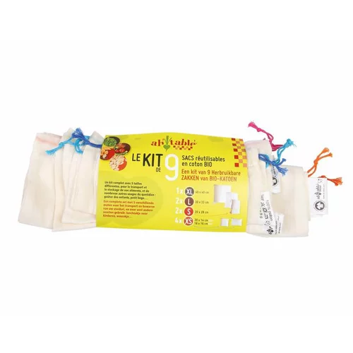 Kit de sacs en coton bio Ah Table - 9 sacs
