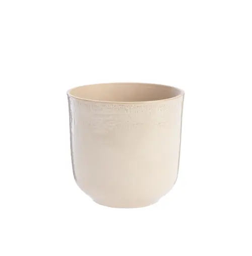 Cache-pot coloris beige en céramique Sandstone - 25 x 23 cm