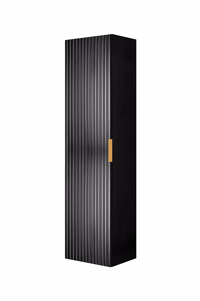 Colonne de salle de bain | Noir – 35 × 136 × 27 cm – poignée dorée