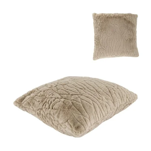 Coussin décoratif carré coloris gris en polyester fausse fourrure - 45 x 45 cm