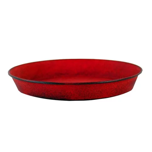 Soucoupe pot Reb en acier rouge mat Ø 26,5 x H 3,5 cm