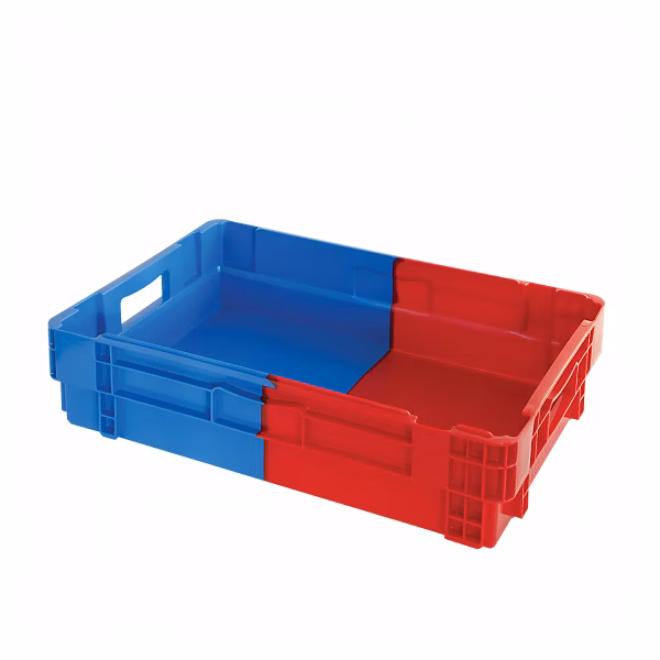 Rangement garage et cave – Bac plein empilable emboîtable 600x400 25 L bleu rouge