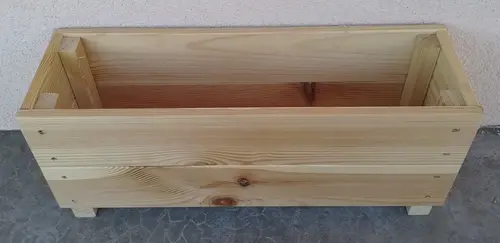 Petite jardinière coloris beige en bois - 45 x 14 x 18 cm