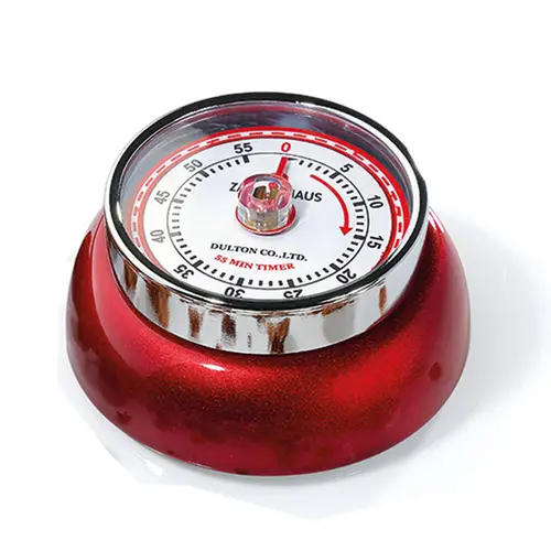Minuteur en acier coloris rouge Zassenhaus Speed - Ø 9,2 x H 4 cm