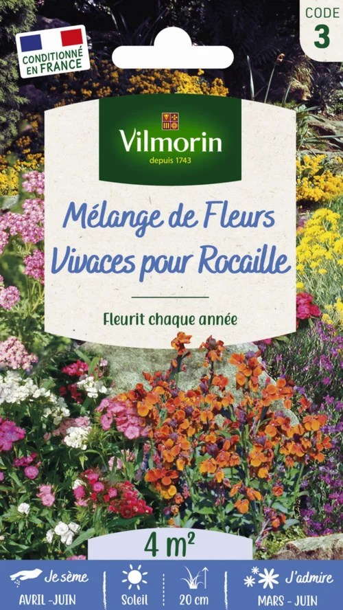 Mélange de fleurs Vivaces pour Rocaille Vilmorin - graines à semer