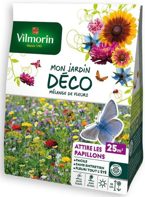 Mélange de fleurs Attire les papillons Vilmorin - graines à semer pour 25 m² de surface