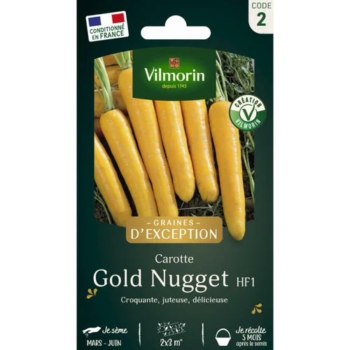 Sachet de semences potagères graines de carotte Goldnugget HF1 Graines d'Exception