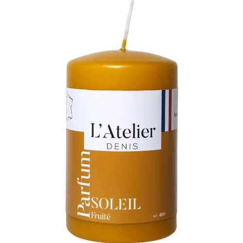 Bougie cylindrique taille S ocre parfum soleil fruité L’Atelier de Denis - Ø 6,8 x H 11 cm