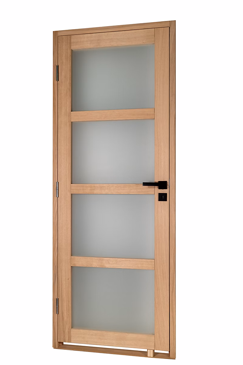 Bloc-porte (porte battante avec encadrement) – Bloc porte PARIS 4 Vitrages bois chene 2040x930 Droite