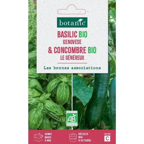 Mélange de graines basilic genovese bio et de concombre le généreux bio botanic® - graines à semer