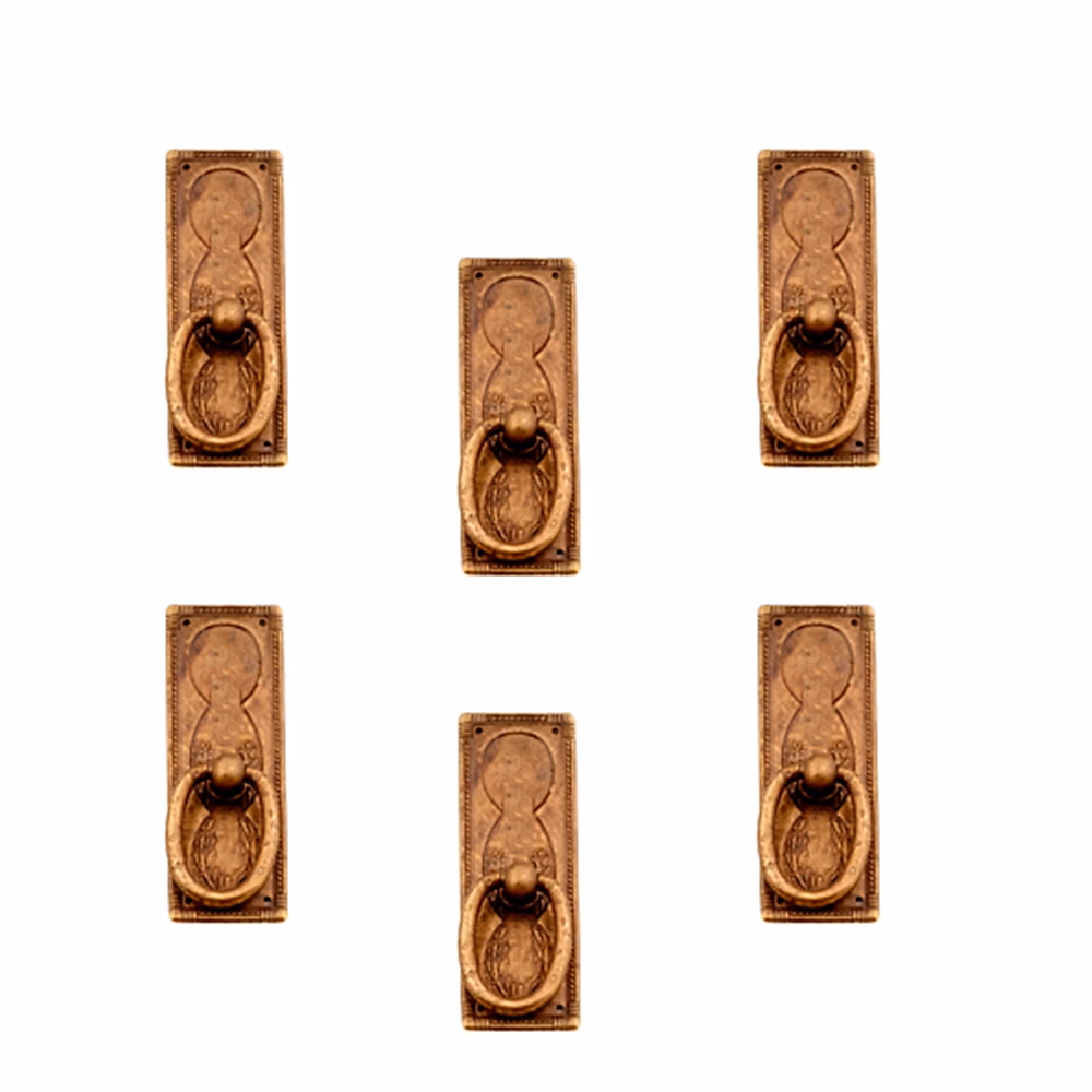 6 Un. poignées de meuble plaque pendule bronze vieilli pour tiroir 96 × 33 × 14mm