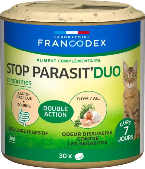 Aliment complémentaire vermifuge pour chat Francodex Vers O Net - x 30 comprimés