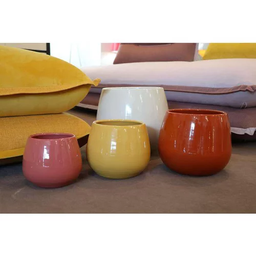Pot coloris rose en terre émaillée Cancale - Ø 14 cm