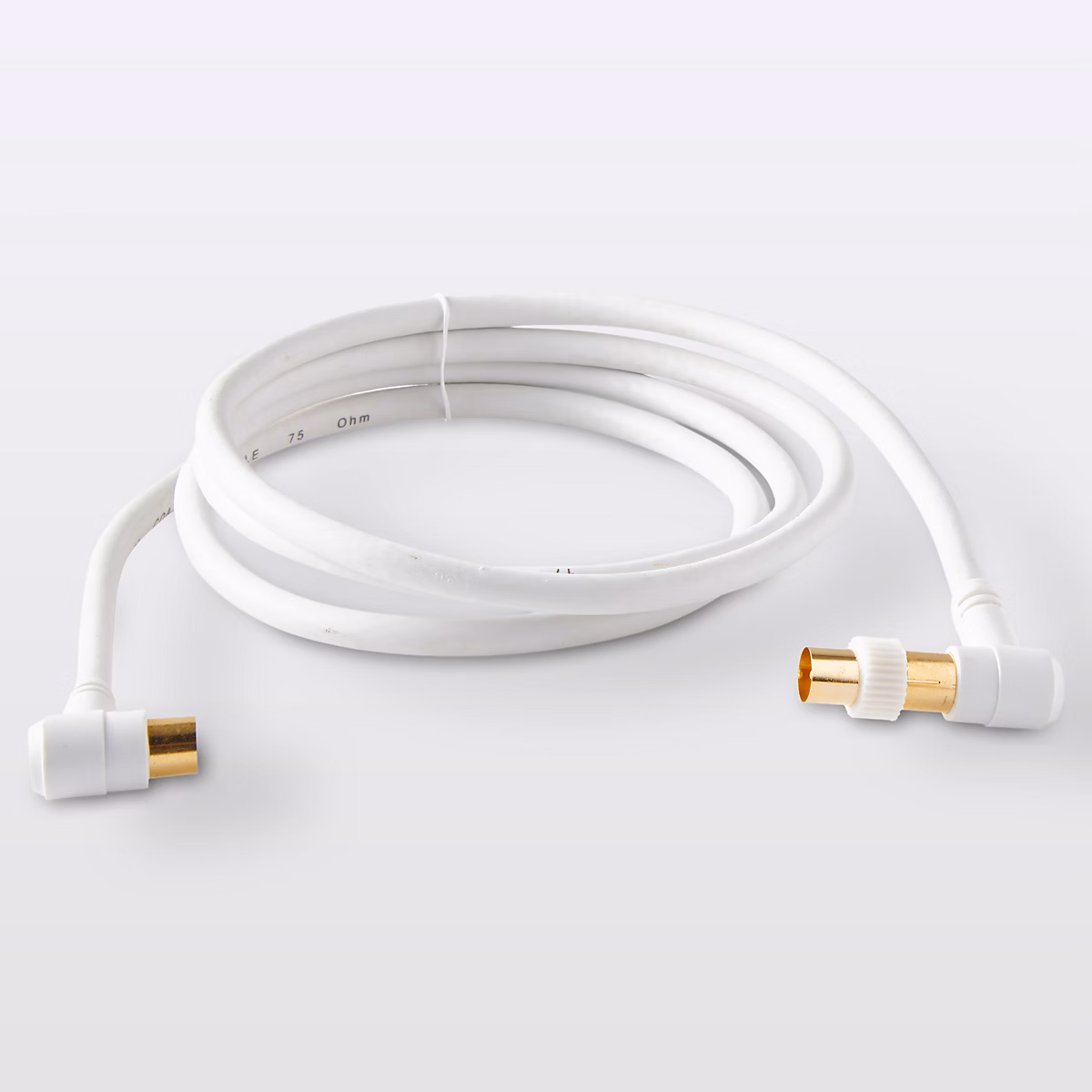 Câble coaxial Mâle / Femelle + adaptateur Mâle / Mâle coudé blanc Blyss Or – 1.5 m