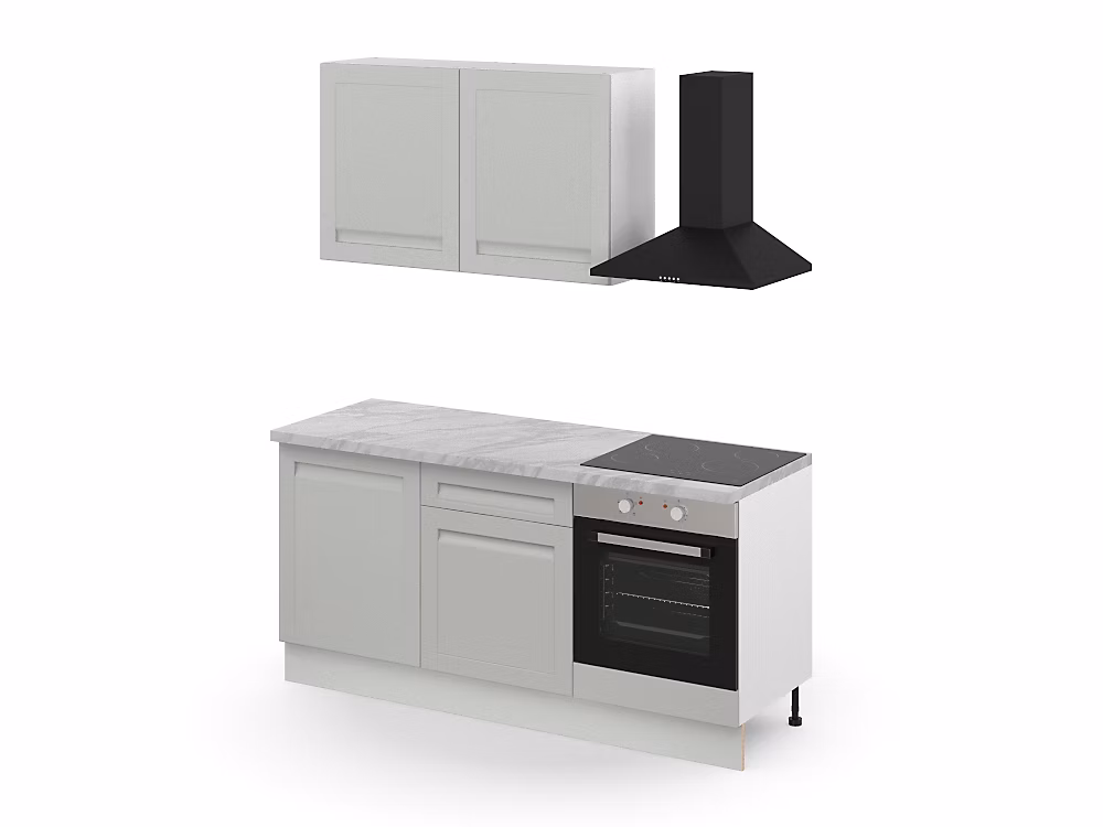 Cuisine complète GoodHome Garcinia gris ciment mat 2 caissons hauts + 3 bas sans électroménager l.80 cm | Cuisine