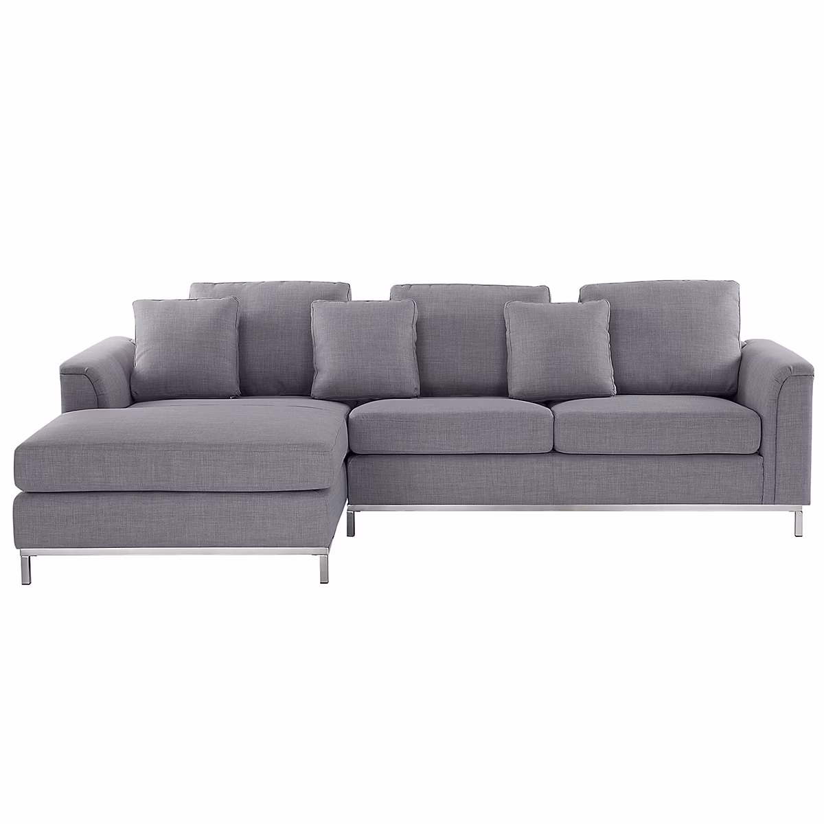 Canapé d'angle 4 places OSLO Tissu Gris clair Côté droit | Canapé