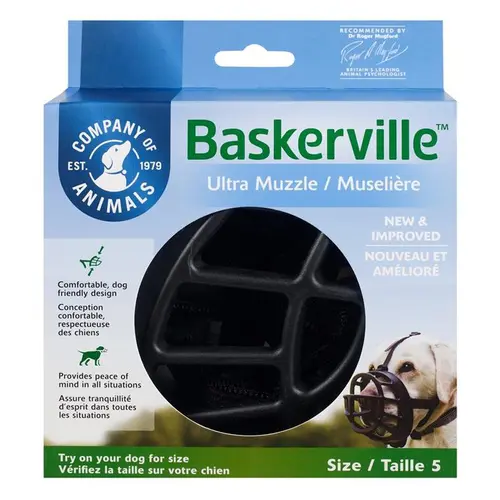 Muselière pour chien noire caoutchouc thermoplastique Baskerville Ultra – Taille 5