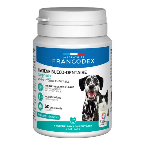 Dentifrice à croquer pour chien Francodex - 60 comprimés
