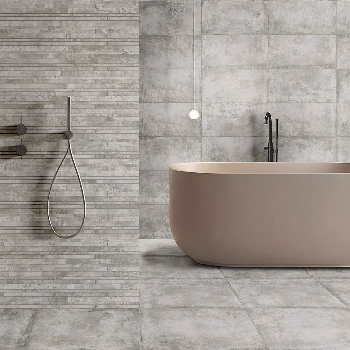 Carrelage sol et mur intérieur en grès cérame émaillé effet béton gris satin L.30 x l.60 cm x ép.8 mm – Malt