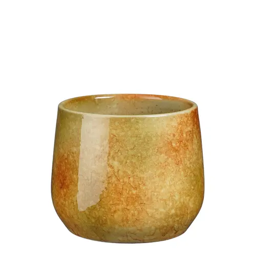 Pot rond coloris jaune en terre cuite Hugo Mica Decorations - 15 x Ø 17 cm