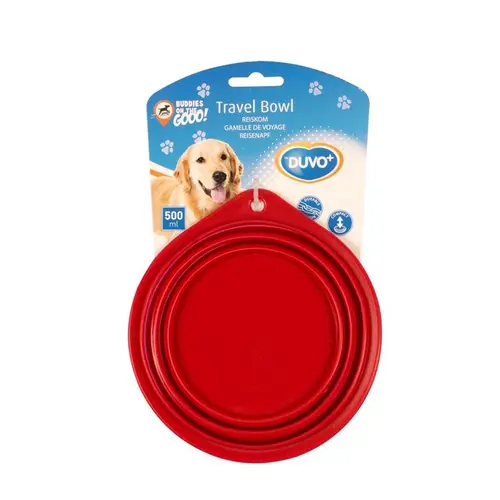 Gamelle de voyage pour chien en silicone coloris rouge Duvoplus - 500 ml