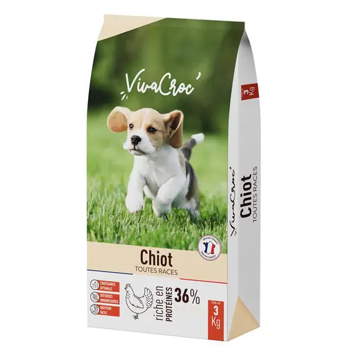 Croquettes pour chien junior au poulet chiot VivaCroc – 3 kg