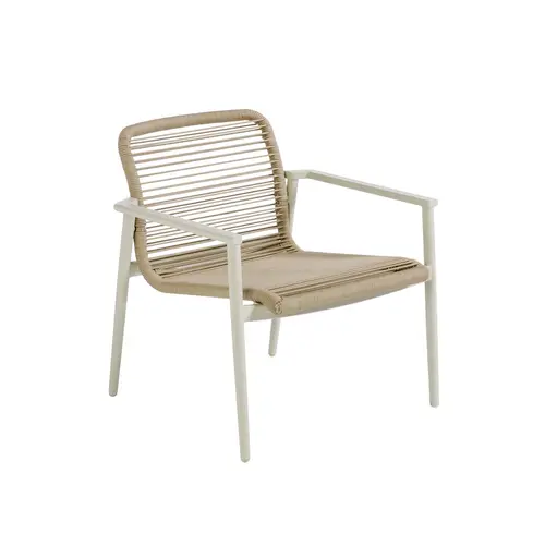 Fauteuil de jardin coloris beige en aluminium et résine Sollya - 71 x 69 x 72 cm