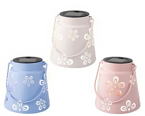 Lanterne solaire floral coloris multicolore - Ø 11,5 x 11 cm