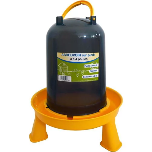 Abreuvoir à baïonnette gris et jaune sur pied de 5 L