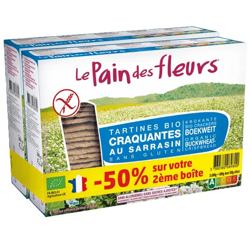 Tartines de sarrasin sans sel Le Pain des Fleurs - 300 g x 2 (- 50% sur le deuxième)