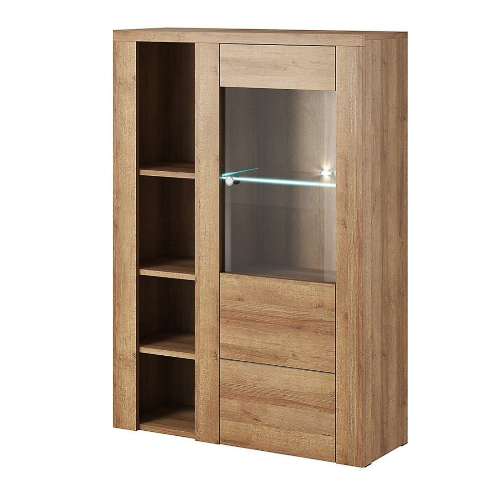 Buffet haut design 1 porte pour salon couleur chene. collection SANTIAGO. – Réf. BIPTKLHKB6198023690