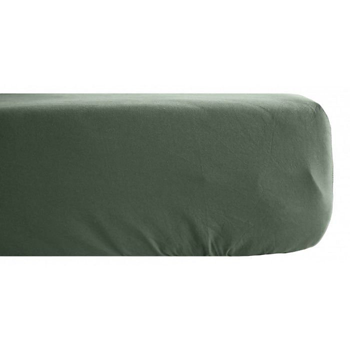 Drap housse Palace pur coton teint lavé 63 fils/cm² Vent du sud – Palace Cèdre, 180 × 200 cm bonnet de 35 cm