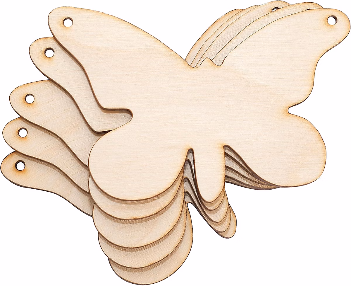 Creative Deco 10 x Formes Papillon 8 – 9 × 5,8 cm, Découpes Contreplaqué Non Peint, Decoration à Accrocher Peindre Décorer