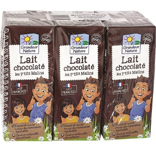 Lait de vache UHT chocolaté Grandeur nature - 6x20 cl