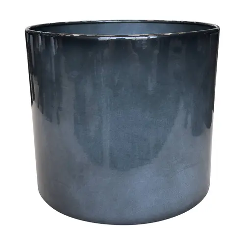 Pot cylindrique en métal recyclé coloris gris océan vif Upcycle Cylindre XXL - Ø 50 x H 42 cm