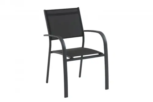 Fauteuil de jardin en aluminium, textilène anthracite CREADOR Tosca