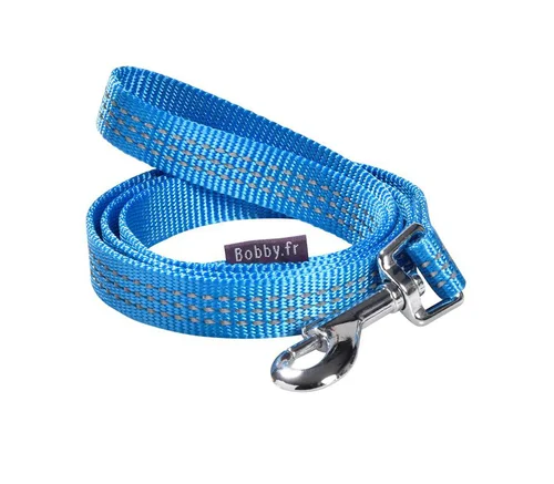Laisse pour chien en nylon tressé coloris bleu Bobby Safe 25 mm - Taille L
