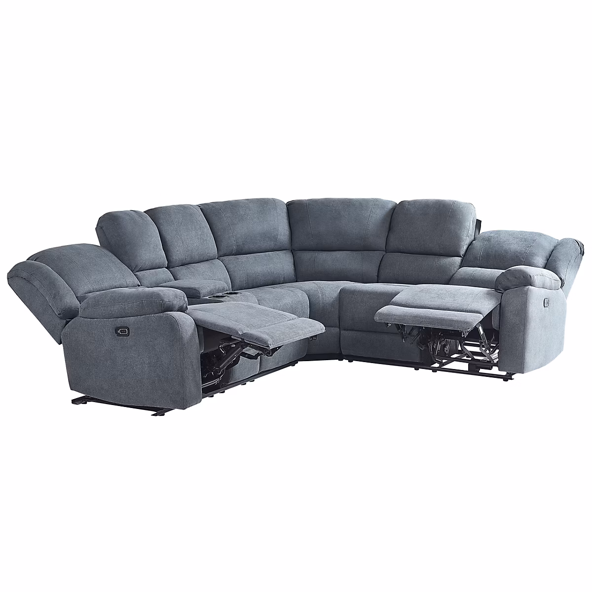 Canapé d'angle relax électrique 5 places ROKKE avec port USB Tissu Gris foncé Côté gauche – Réf. ZIPOMWCNB3226614872