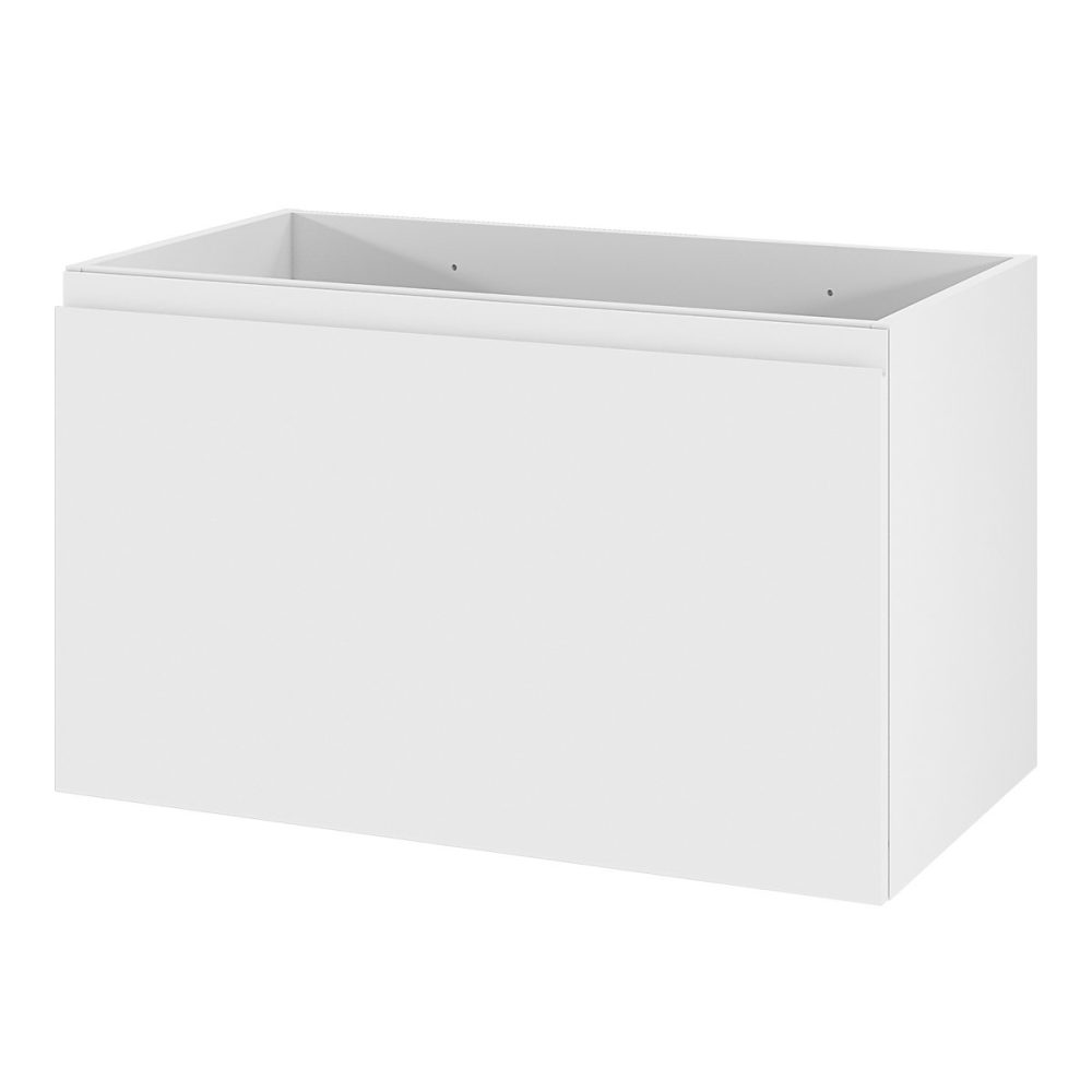 Meuble sous vasque suspendu l.80 x H.48 x P.45 cm – blanc mat, 2 tiroirs, Levanna