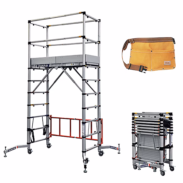 Echafaudage roulant alu télescopique – TELETOWER + Ceinture porte, outils, TELETOWER, CEINTURE