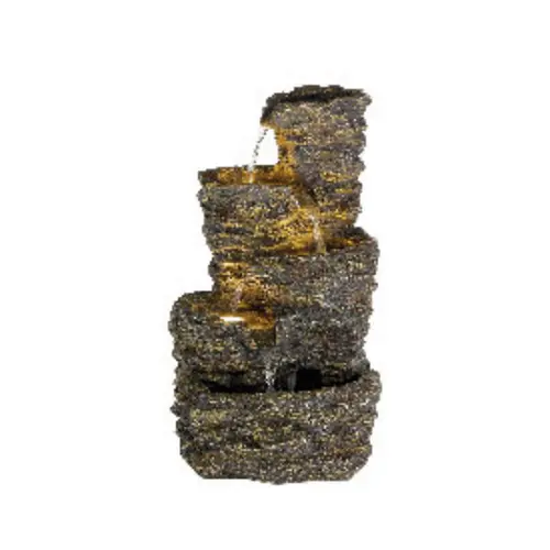 Fontaine LED avec rocher sur 5 niveaux marron 41 x 43 x 76 cm