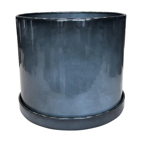 Soucoupe pour pot cylindrique coloris gris en métal recyclé - 33 x 33 x 4 cm