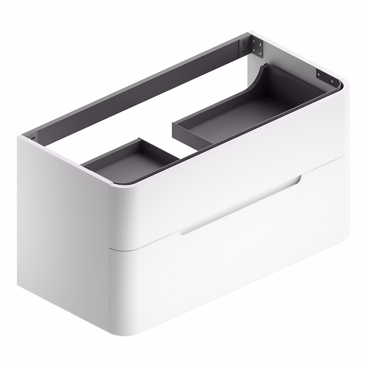 Meuble sous vasque suspendu l.104 x H.55 x P.50 – 5 cm, blanc mat version centre, Alba