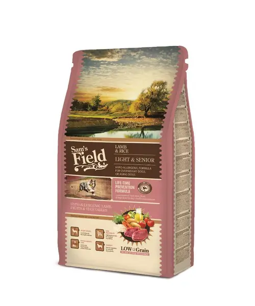 Croquette pour chien mature light à l'agneau avec du riz Sam's Field - 2,5 kg