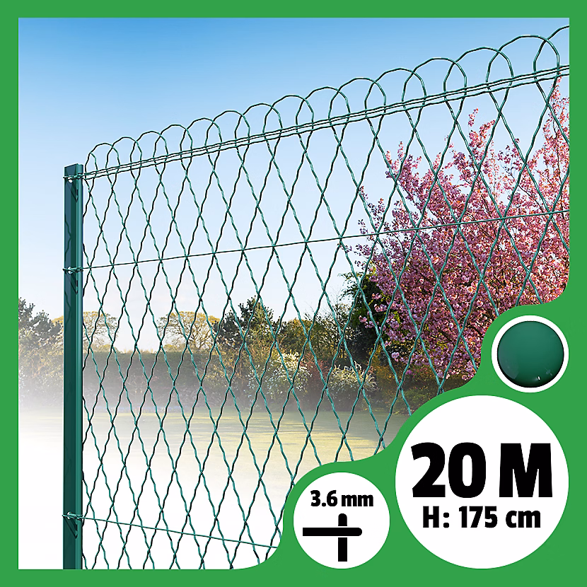 Bordure parisienne ronde longueur 20m – Vert, 175cm, 3.6mm
