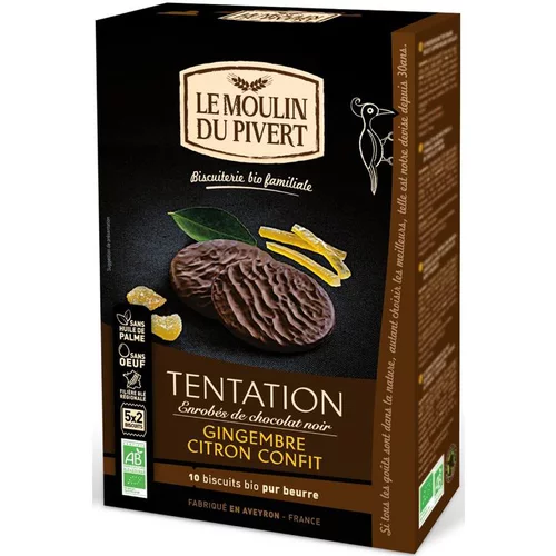 Tentation Gingembre-citron enrobé chocolat noir bio 130 g