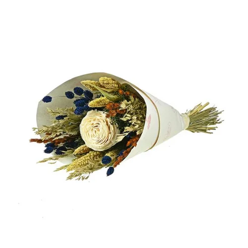 Bouquet de fleurs séchées Sola L coloris bleu beige - H 55 cm
